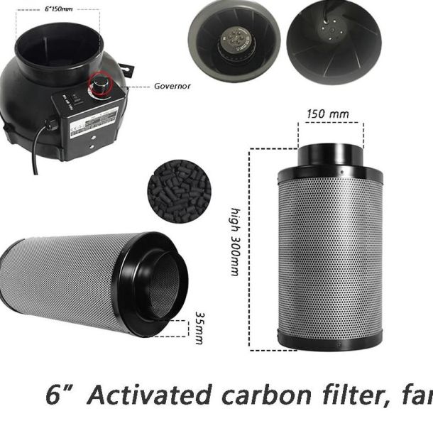 6 Inch Centrifugal Activated Carbon Air Filter Fan For Grow Tent - Herboponics - Cutting Edge Hydroponics Setup For Everyone